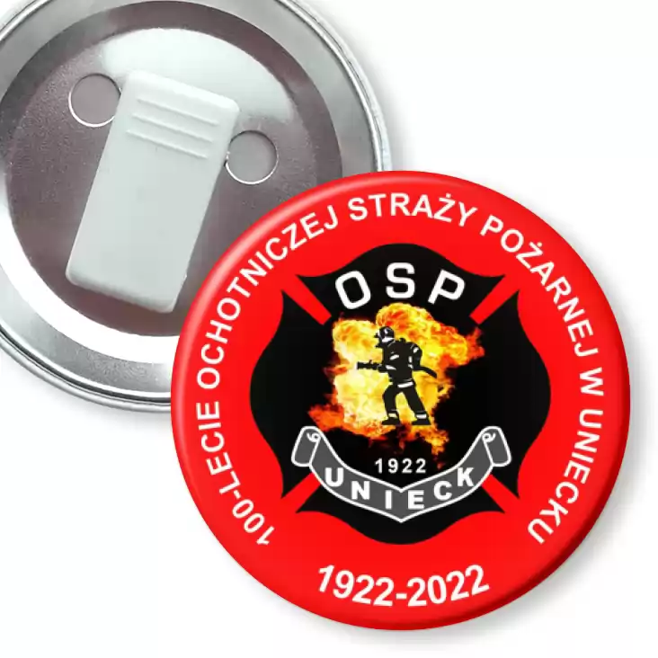 przypinka z żabką 100 lat OSP Unieck