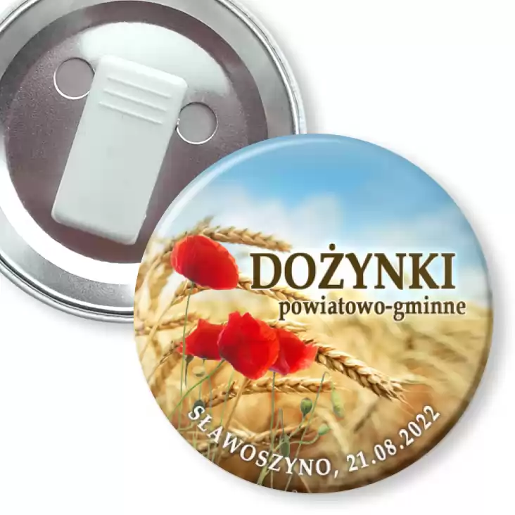 przypinka z żabką Dożynki powiatowo-gminne Sławoszyno 2022
