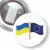 Przypinka z żabką Flagi Ukraina Unia Europejska