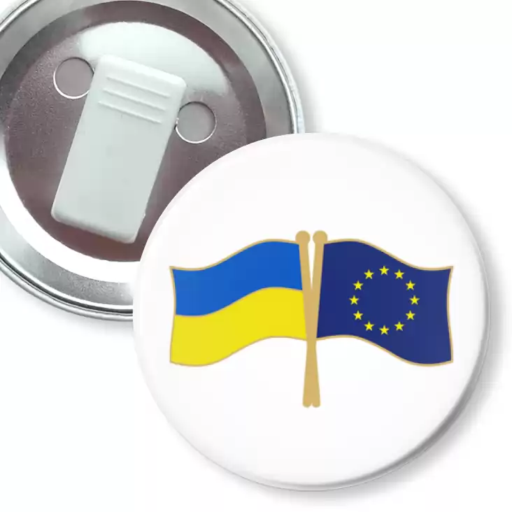 przypinka z żabką Flagi Ukraina Unia Europejska
