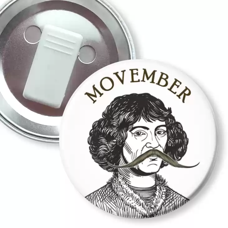 przypinka z żabką Movember Mikołaj Kopernik