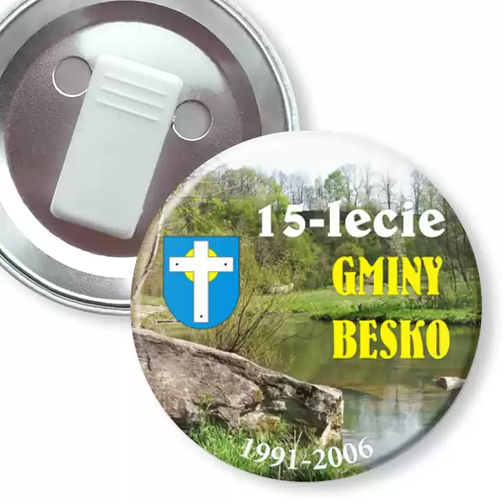 przypinka z żabką 15-lecie gminy Besko