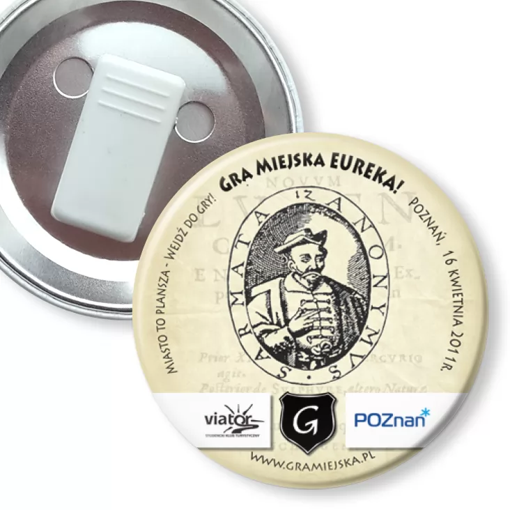 przypinka z żabką Gra Miejska - Eureka!