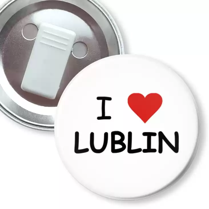 przypinka z żabką I love Lublin