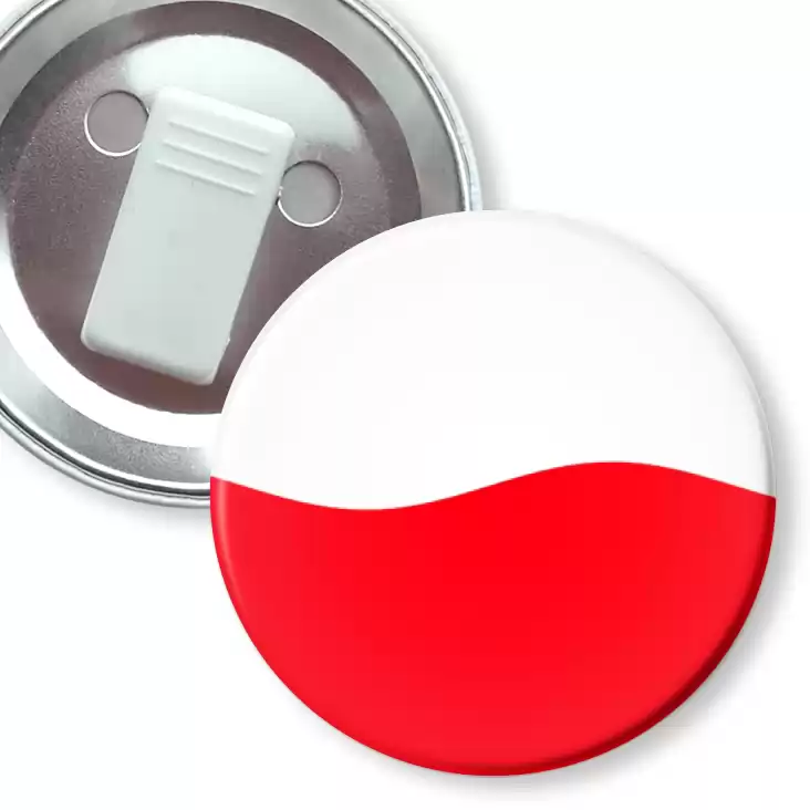 przypinka z żabką Polska falująca biało-czerwona flaga