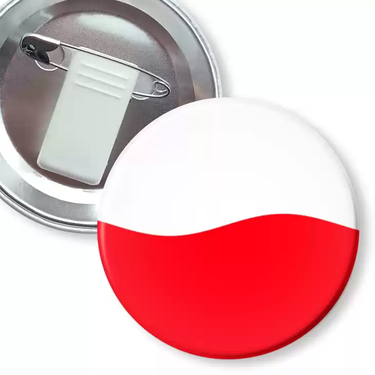 przypinka z żabką i agrafką Polska falująca biało-czerwona flaga