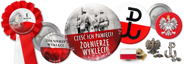 Przypinki, medale, otwieracze, lusterka - Narodowy Dzień <br>Pamięci<br>Żołnierzy Wyklętych