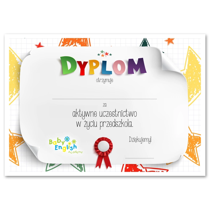 dyplomBaby English Dyplom za udział w życiu przedszkola