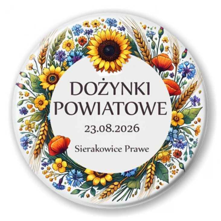 przypinka Dożynki Powiatowe Sierakowice Prawe 2026