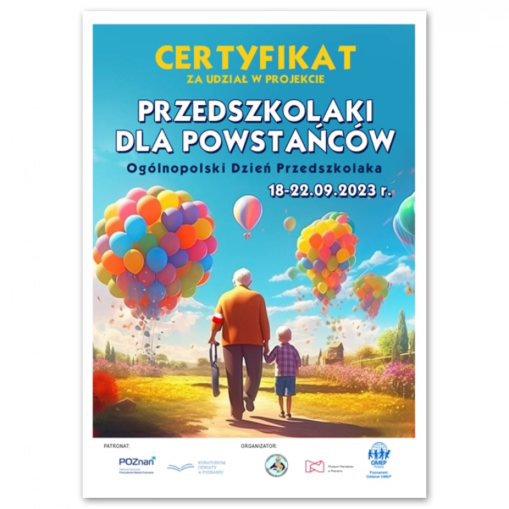 dyplomCertyfikat udziału w projekcie Dzień Przedszkolaka 2023