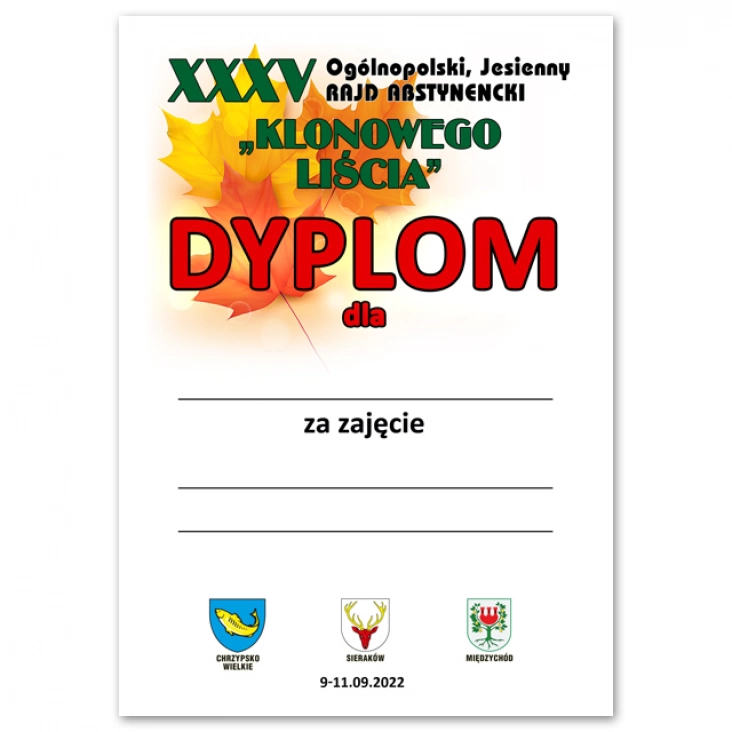 dyplom Dyplom na XXXV Ogólnopolski Jesienny Rajd Abstynencki