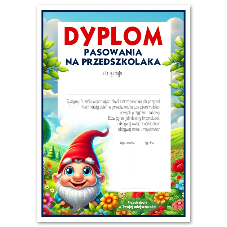 dyplom Dyplom pasowania na przedszkolaka grupa Krasnoludki