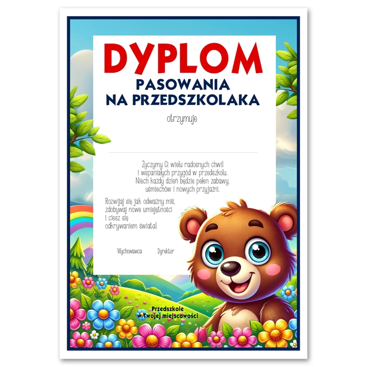 dyplom Dyplom pasowania na przedszkolaka grupa Misie