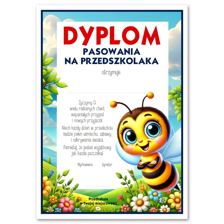 dyplom Dyplom pasowania na przedszkolaka grupa pszczółki