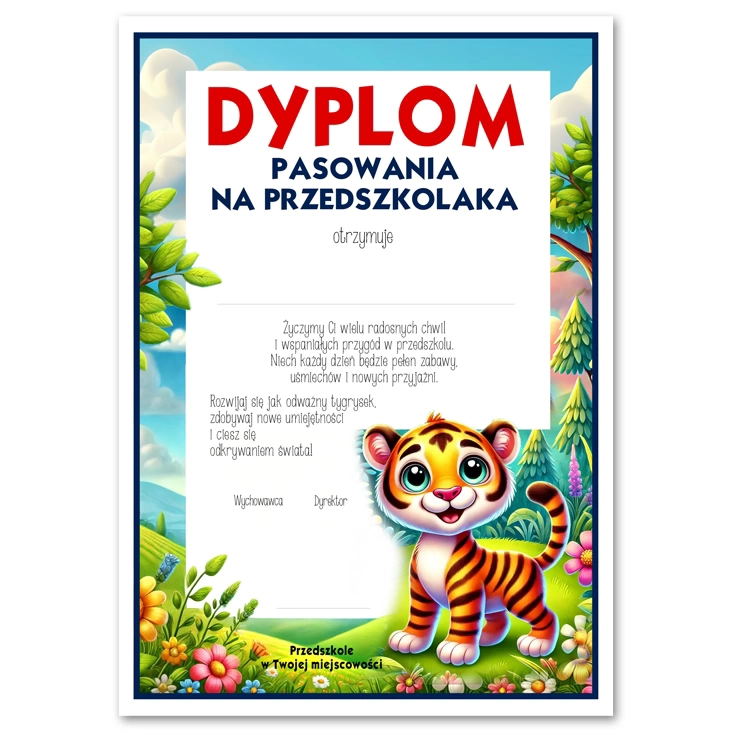 dyplom Dyplom pasowania na przedszkolaka grupa Tygryski
