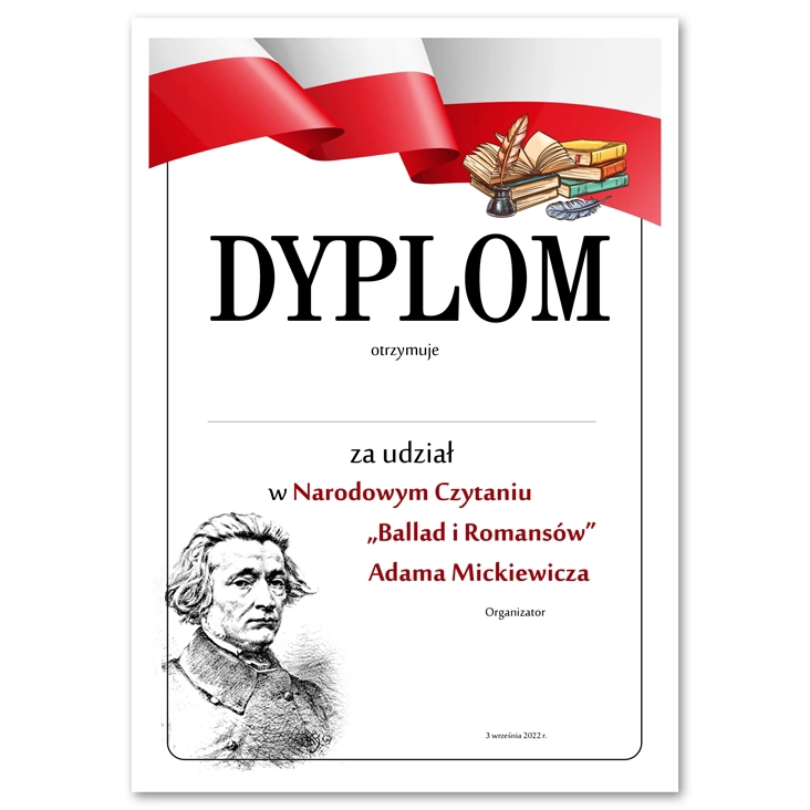 dyplom Dyplom za udział w Narodowym Czytaniu