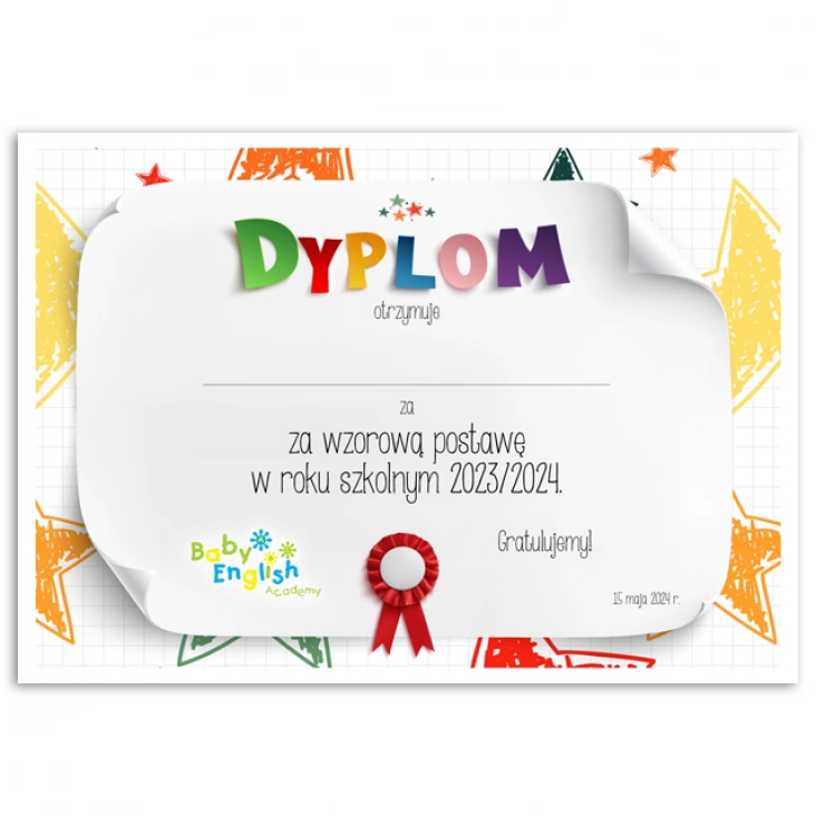 dyplomDyplom za wzorową postawę Baby English
