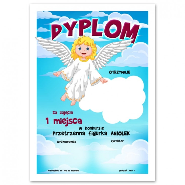 dyplomKonkurs na przestrzenną figurkę aniołka