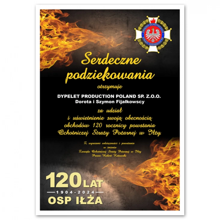 dyplomOSP Iłża Podziękowania