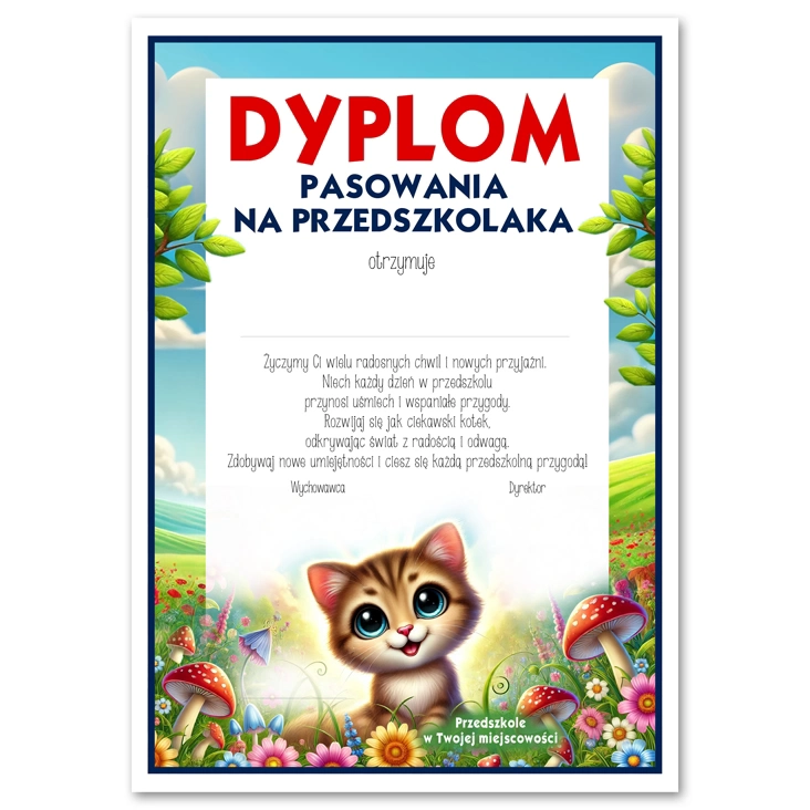 dyplom Dyplom pasowania na przedszkolaka grupa Kotki