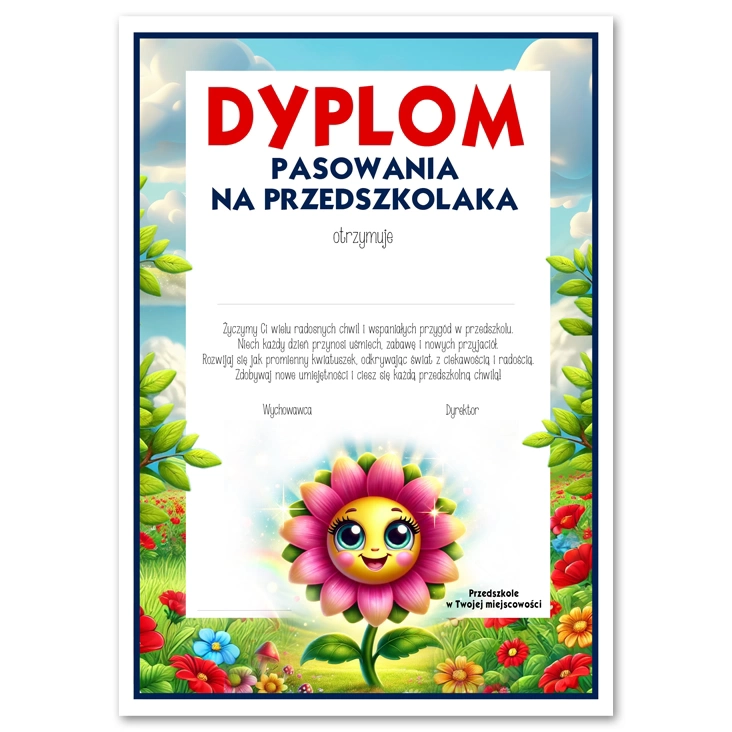 dyplom Dyplom pasowania na przedszkolaka grupa Kwiatuszki