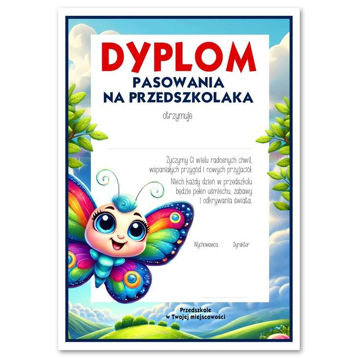 dyplom Dyplom pasowania na przedszkolaka grupa motylki