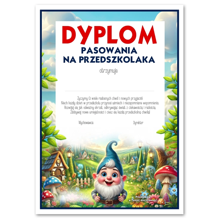 dyplom Dyplom pasowania na przedszkolaka grupa Skrzaty