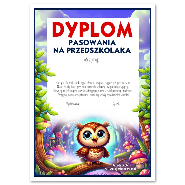dyplom Dyplom pasowania na przedszkolaka grupa Sówki