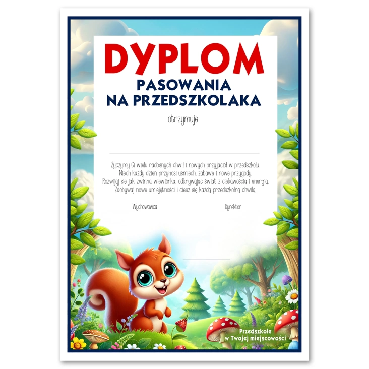 dyplom Dyplom pasowania na przedszkolaka grupa Wiewiórki