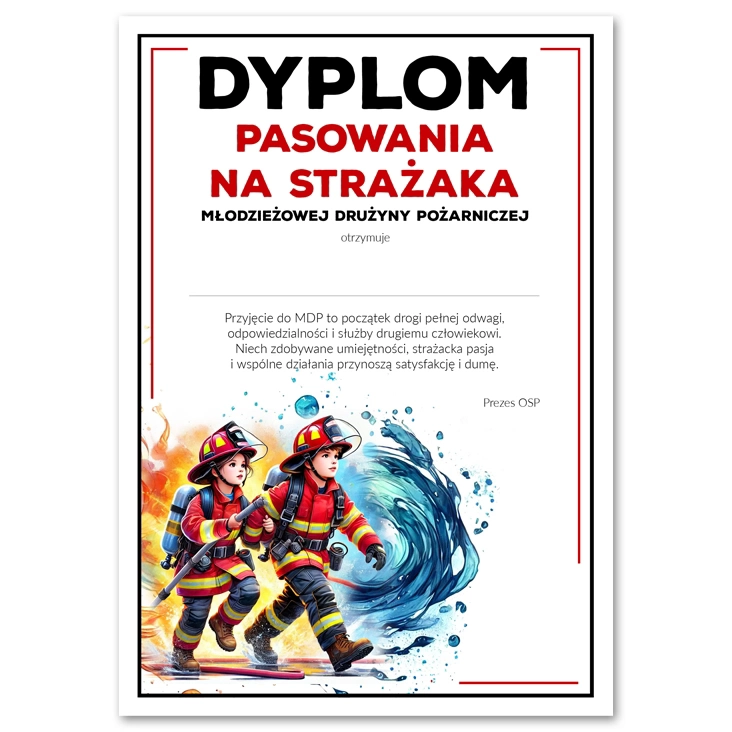 dyplomDyplom pasowania na strażaka MDP