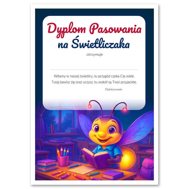 dyplom Dyplom Pasowania na Świetliczaka wesoły świetlik