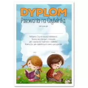 dyplom Pasowanie na czytelnika chlopiec i dziewczyna