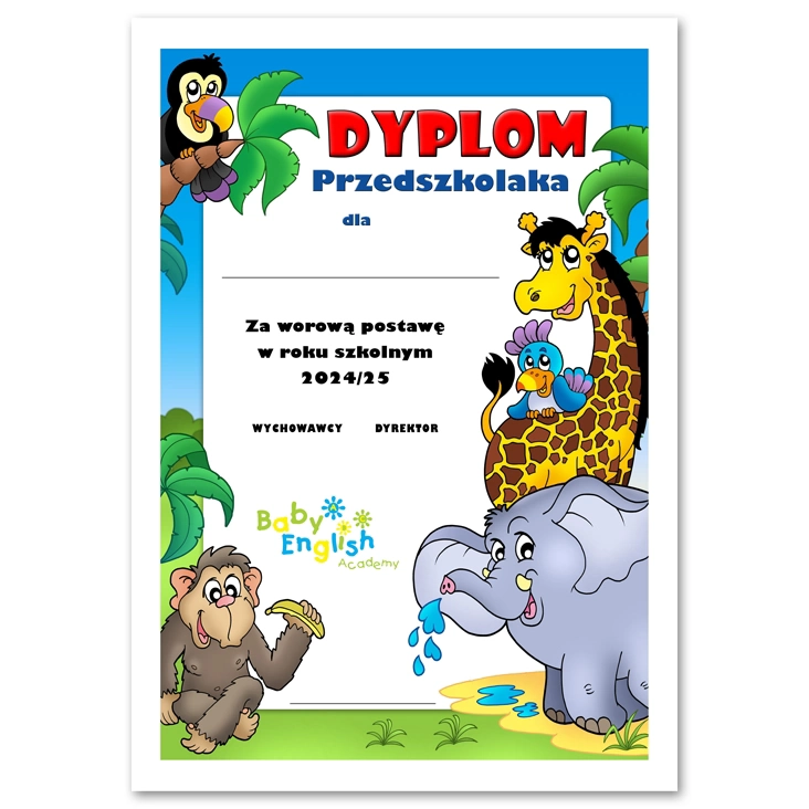 dyplomDyplom przedszkolaka 2024 25 Baby English