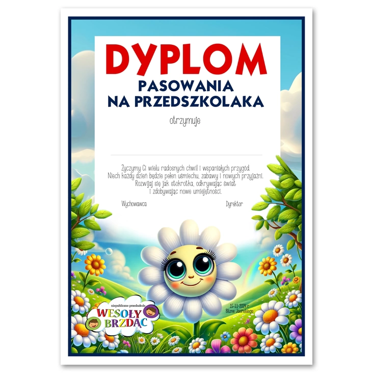 dyplomPrzedszkole Wesoły Brzdąc Stokrotki