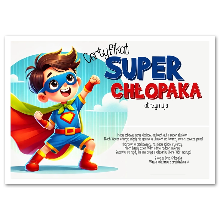 dyplom Super Chłopak certyfikat na dzień chłopaka