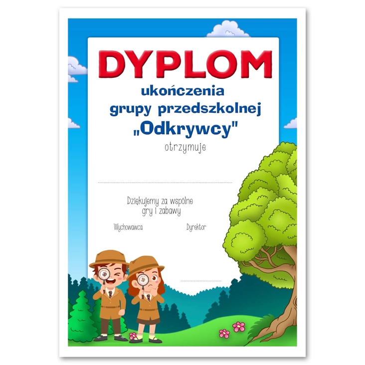dyplomUkończenia grupy Odkrywcy