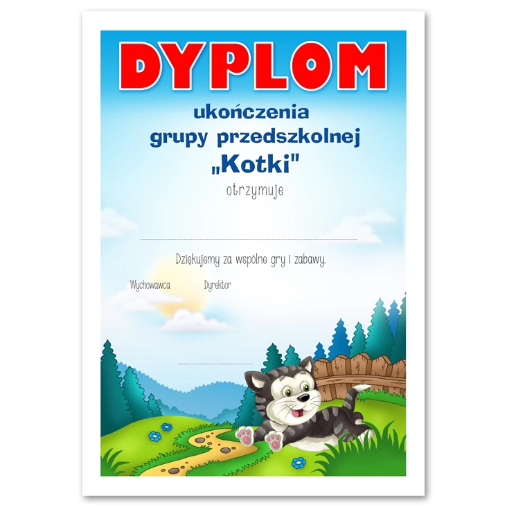 dyplomUkończenia grupy przedszkolnej Kotki