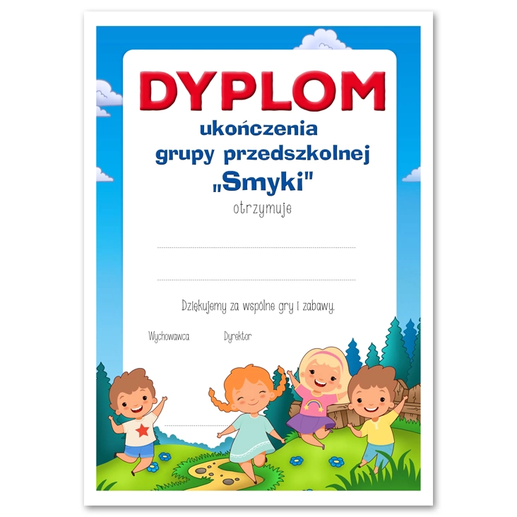 dyplom Ukończenia grupy przedszkolnej Smyki