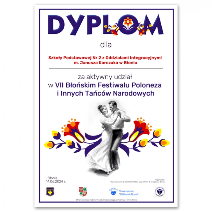 dyplomZa aktywny udział w VII Błońskim Festiwalu Poloneza