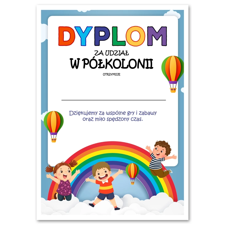 dyplom Za udział w półkolonii