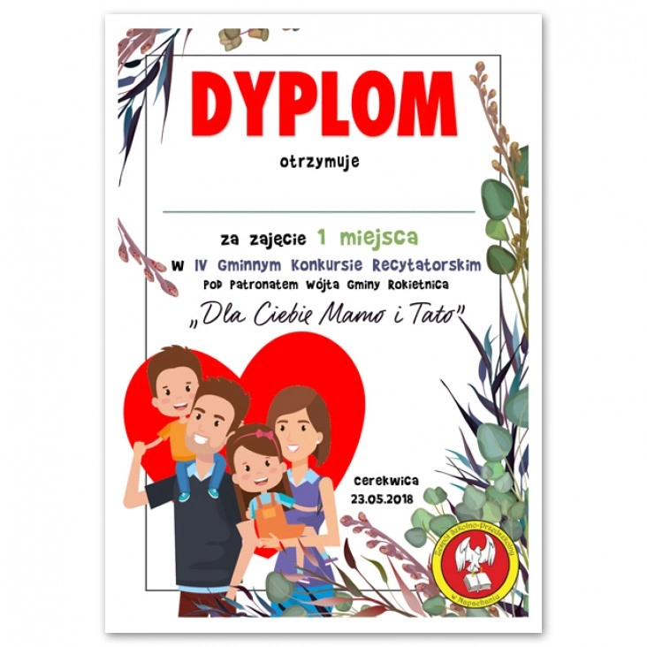 dyplom Dla Ciebie Mamo i Tato 2018