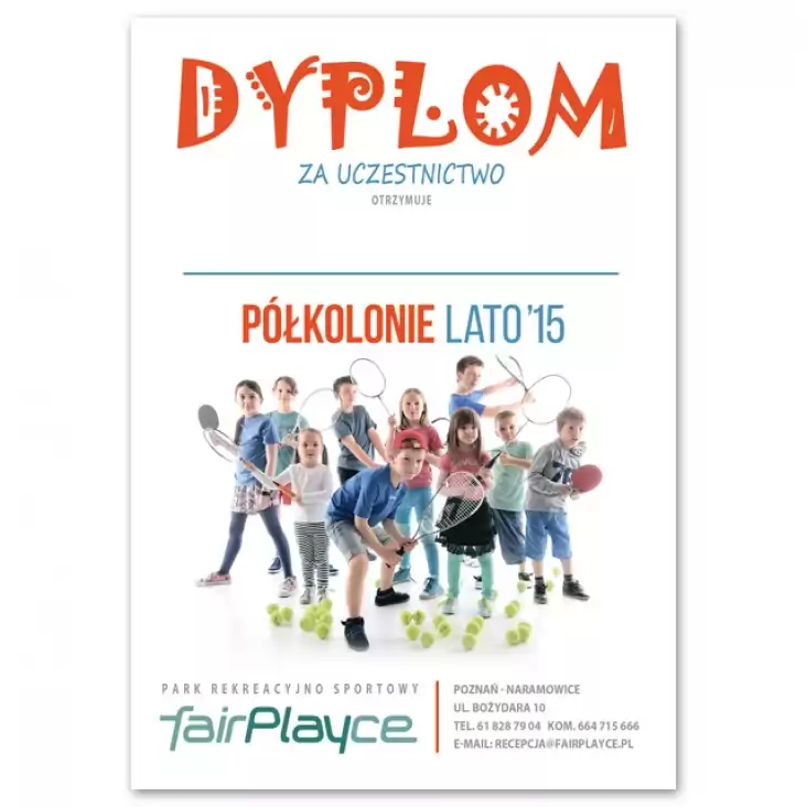 dyplom FairPlayce - Półkolonie 2015