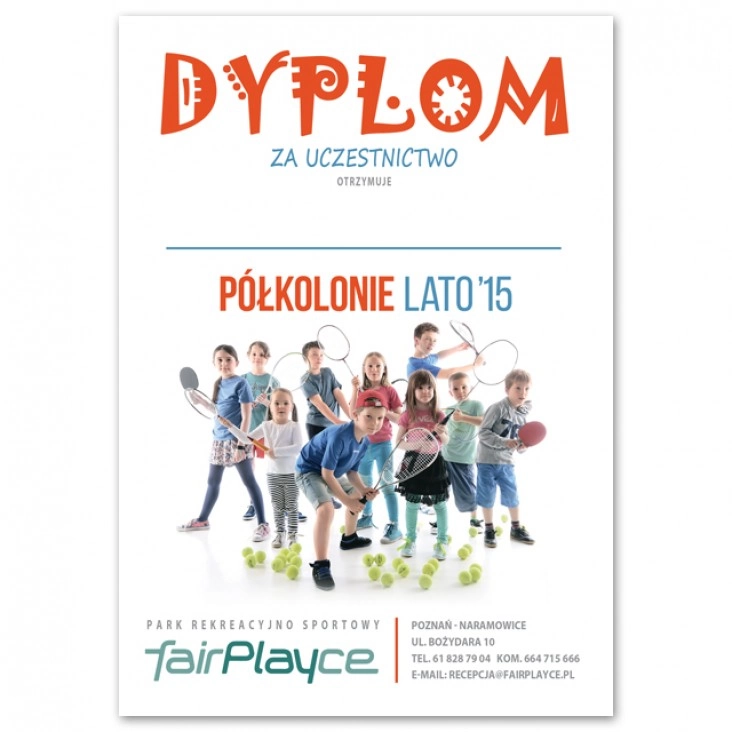 dyplom FairPlayce - Półkolonie 2015