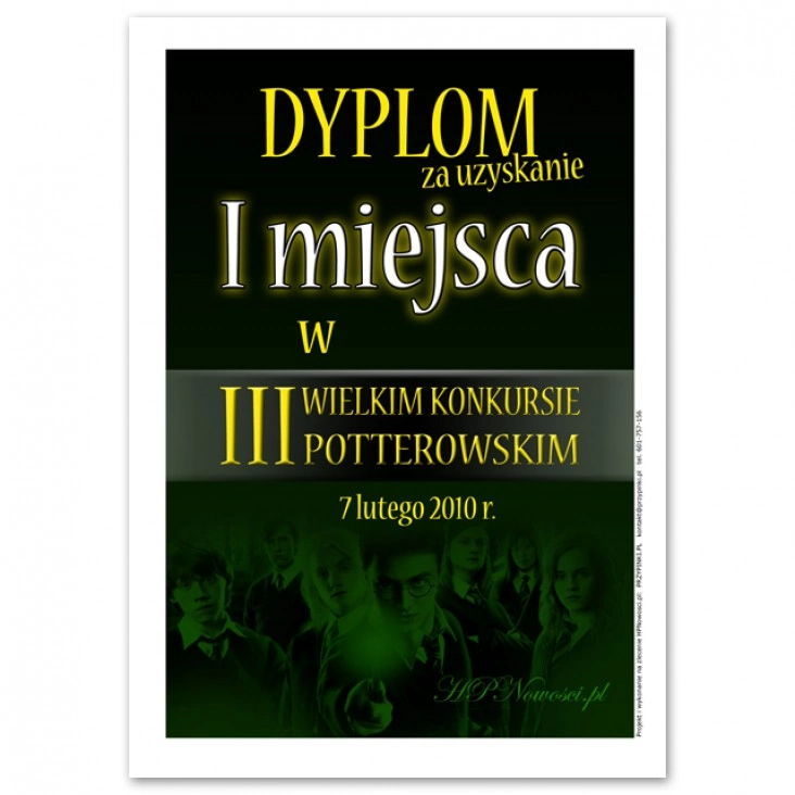 dyplom III Wielki Konkurs Potterowski