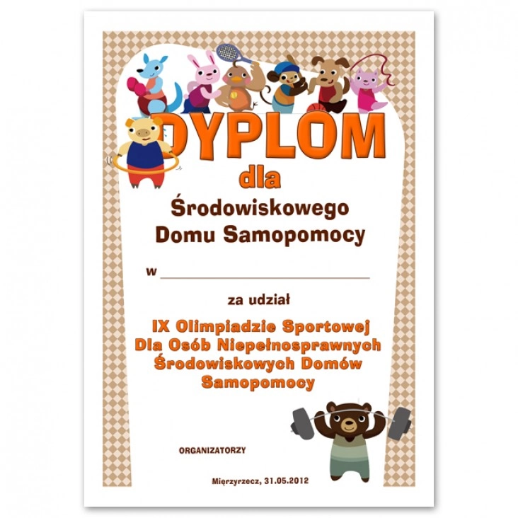 dyplom IX Olimpiada ŚDS - Międzyrzecz 2012