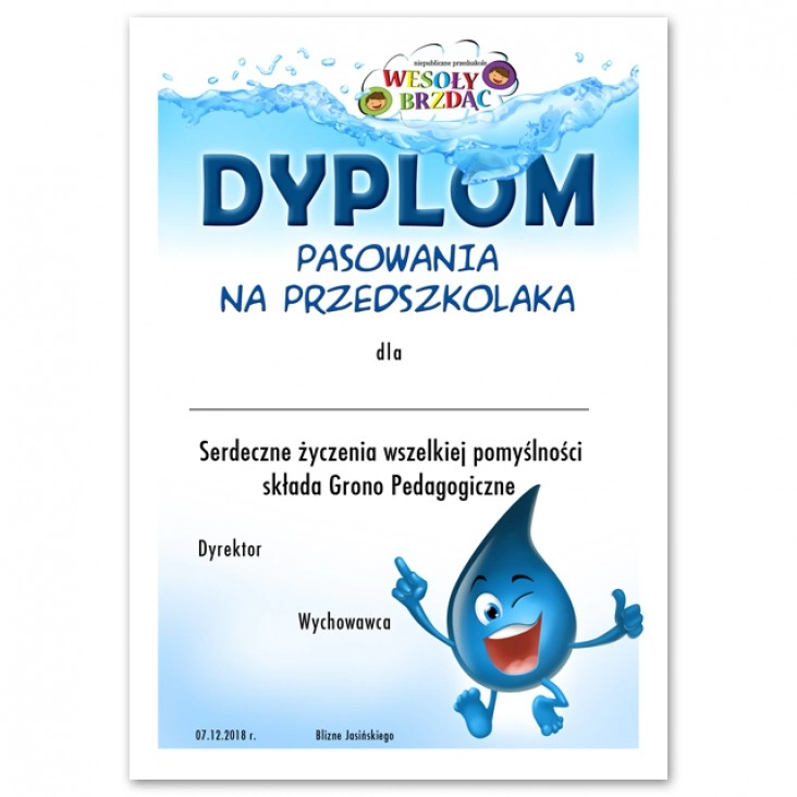 dyplom Pasowanie na Przedszkolaka 2018