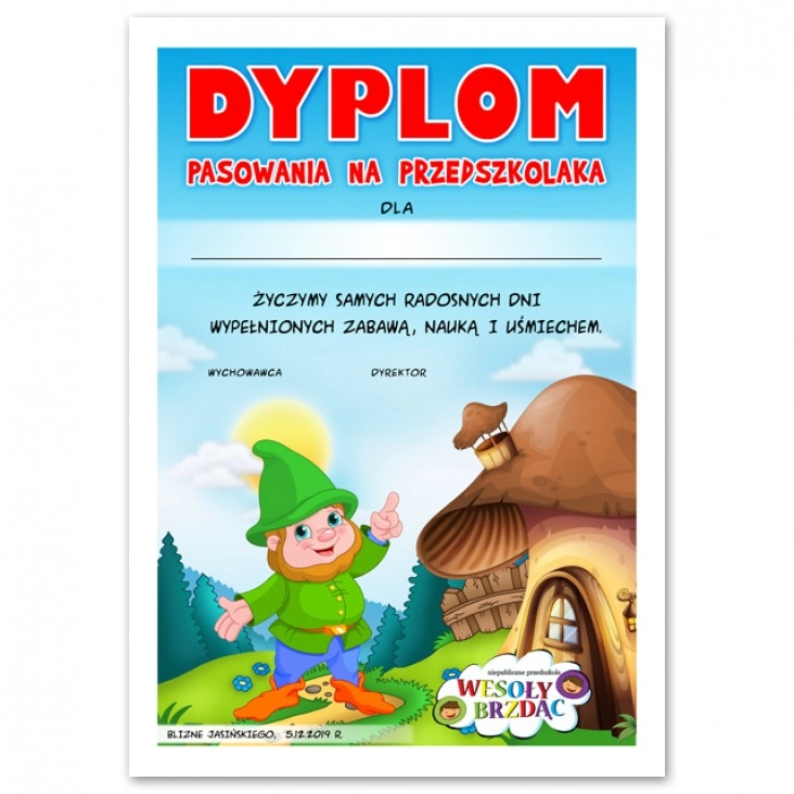 dyplom Pasowanie na Przedszkolaka 2019