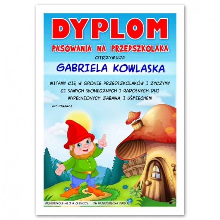 dyplom Pasowanie na przedszkolaka