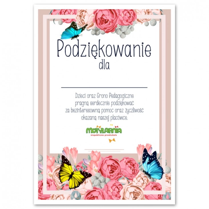 dyplom Podziękowanie