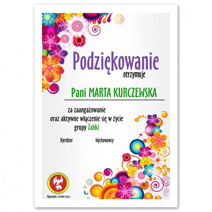 dyplom Podziękowanie ZSP w Napachaniu